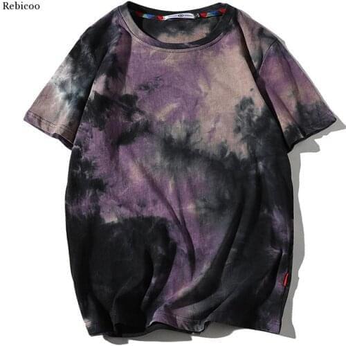 Men Summer New Hot Hip Hop Streetwear Fashion T-Shirts Tops Tees Men Casual Tie-Dye O-Neck Brand Short Sleeve T-Shirts Men