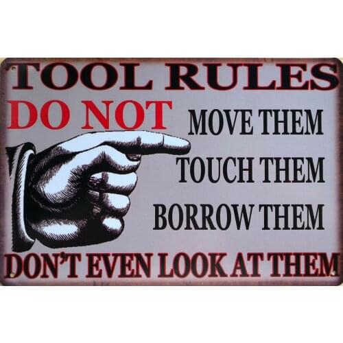 Tool Rule Old-fashioned Tin Sign Wall Panel Metal Old-fashioned Garage Decoration Bar Bar Men Cave Decoration 8x12 Inches