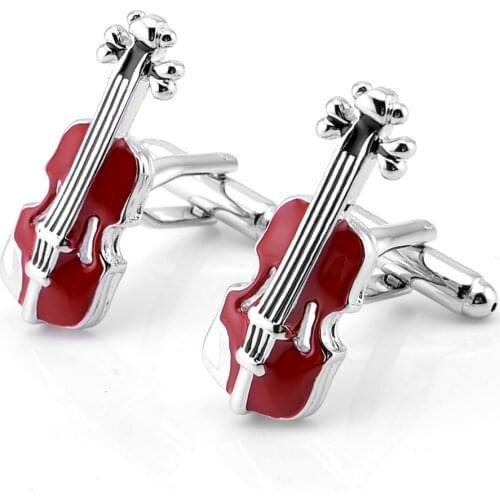 Red Violin Cufflinks French High-end Men Concert Performance Suit Shirt Buttons Classic Trendy Cello Cuff Links Mens Gifts