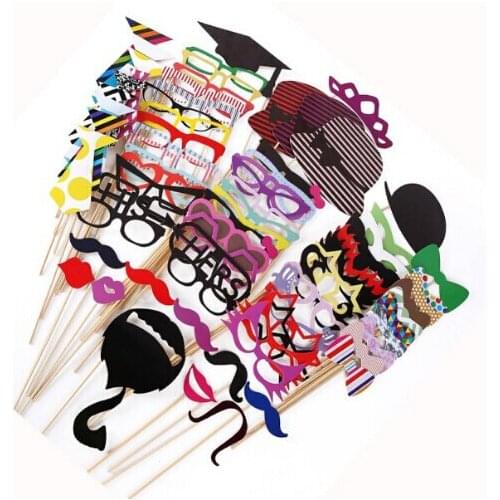 Mask Mustache for Fun Favors Wedding Photo Booth Props Party Decorations Set of 76PCS New Supplies