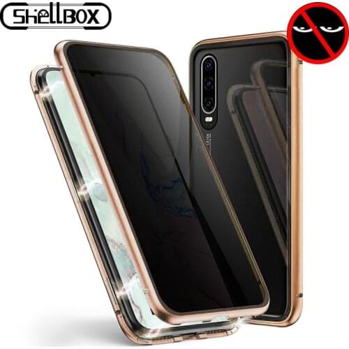 Metal Magnetic Privacy Case for Huawei P30 Pro Anti Peeping Shell for Huawei P20 P30 Pro 360 Glass Protection for P20 Pro Capa