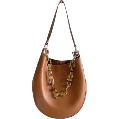 Fashion Acrylic Chain Lattice Women Handbag Designer Luxury Pu Leather Shoulder Crossbody Bags Big Tote Purses Female Bucket Sac