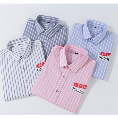 Mens Business Striped Short-sleeved Long-sleeved Shirt Classic English Letter Printing Design Fashion Mens Office Work Clothes