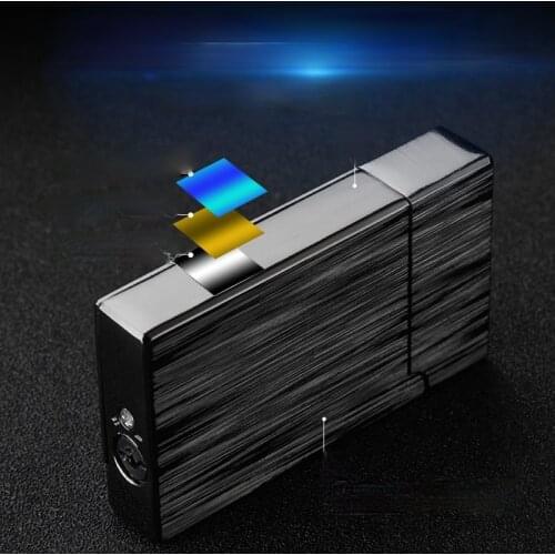 Loud Sound Straight Into The Lighter Personality Opening Side Sliding Windproof Blue Flame Inflatable Lighter Gadgets for Men
