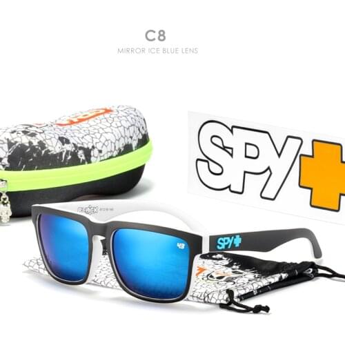 2021 New men Square HD Polarized Sport Sun Glasses Reflective Coating Mirror ice blue lens UV400 With Case