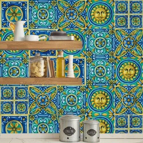 10/15/20/30cm Retro Strip Tiles Wall Sticker Bathroom Kitchen Stair Table Decoration Wallpaper Waterproof Peel & Stick Art Mural