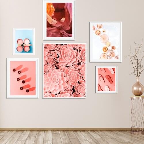 Nordic Poster Pink Flower Agate Landscape Wall Art Canvas Painting Posters And Prints Wall Pictures For Living Room Home Decor
