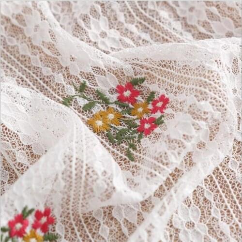 Nylon Polyester Embroidered Fabric, Japanese Korean Womens Home Dress Fabric