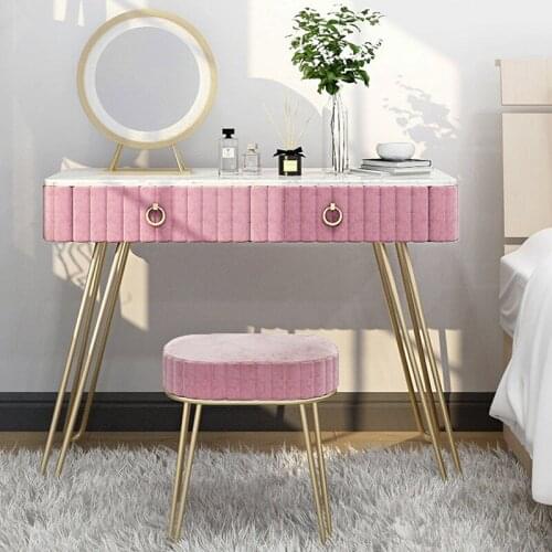 Summer New Marble Dresser Table Simple Nordic Ins Net Red Makeup Table Iron Light Luxury Makeup Table and Chairs Self-contained