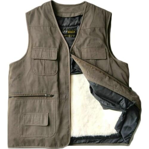 Autumn and winter wool vest fur one middle-aged mens sheepskin vest thick warm cotton vest shoulders daddy