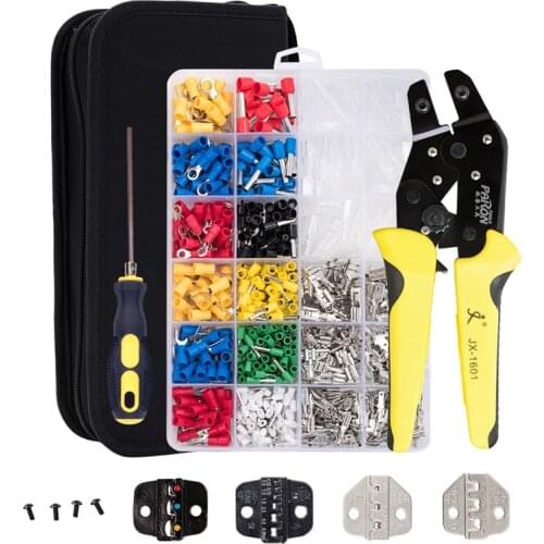 PARON 4in1 Multifunctional Ratchet Crimping Wire Terminal Crimper Pliers Tools Electrical with Electricians 850PCS Terminals