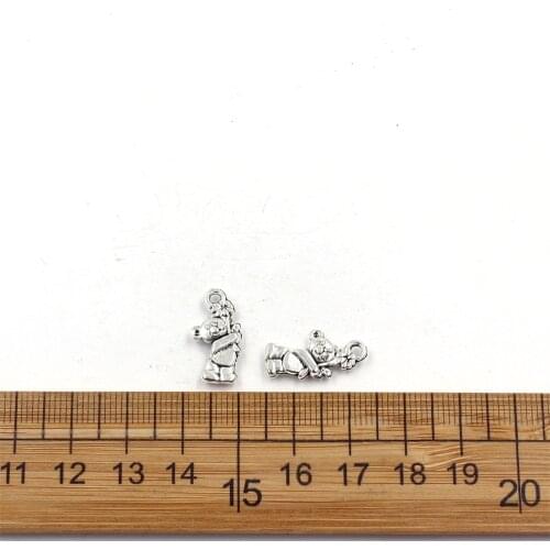 9x19mm Antique Silver Color Bear Flower Charms Pendant For Jewelry Making DIY Jewelry Findings