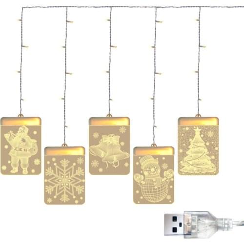 Xmas Party Bar Decorative Novelty Hanging 3D Colorful LED Fairy Lamps For Indoor Windows Garden Pathway Patio Door Warm White