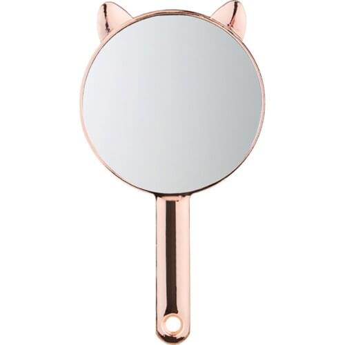 Lovely Cat Hand Mirror Travel Handheld Mirror Cat Ear Shaped Cosmetic Mirror