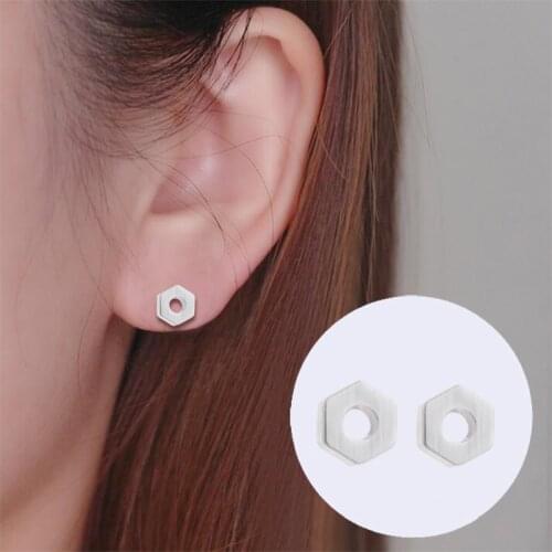 Shuangshuo New Fashion Hexagon Earrings Polygon Stud Earrings for Women Geometric Jewelry Ethnic Earrings boucle d'oreille