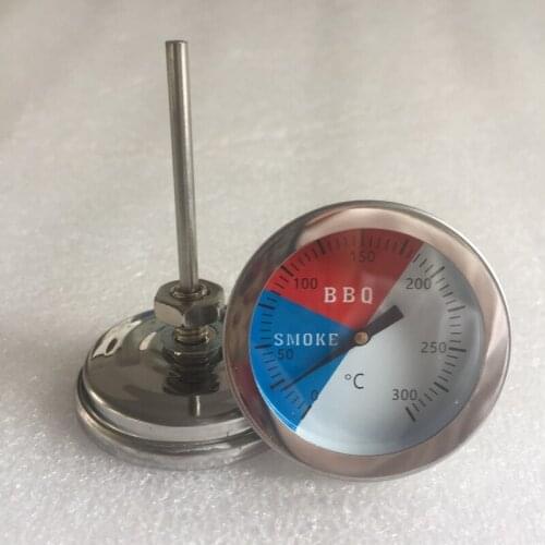 Stainless Steel BBQ Smoker Grill Thermometer Temperature Gauge Degrees 0-300Degrees Celsius