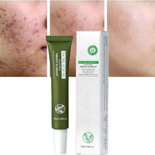 VIBRANT GLAMOUR Tea Tree 3 Days Fast Acne Treatment Gel Remove Blackhead Pimple Shrink Pores Moisturizing Cream Skin Care 25g