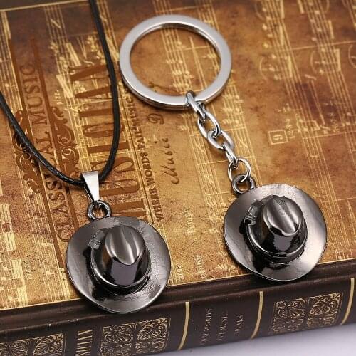 Japan One Piece Sabos Hat Keychain key chain gun black plated Metal Key holder Pendant Keyring Key Ring For Men Women Retail