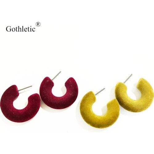 Gothletic 9mm Thick Small Velvet Hoop Earring 28MM Flocking Round Earrings for Women Brincos Fashion Jewelry 2019 NEW 7 Colors