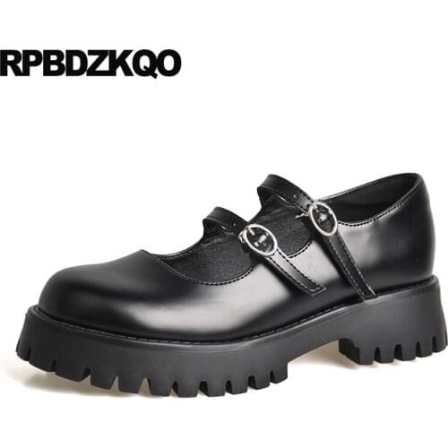 Black spring autumn mary jane designer shoes china 2019 rubber sole flats ladies chinese japanese school women fashion round toe