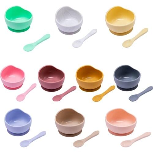 1Set Baby Silicone Bowl Feeding Set Tableware Spoons Food Dinnerware Kids Dishes Suction Cup Fixing BPA Free Feeding Dinner Bowl