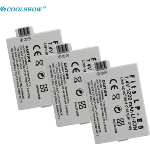 1200mAh LPE5 LP E5 Battery Camera For CANON EOS Kiss X3 X2 F Rebel T1i Rebel XS XSi 450D 500D 1000D LP-E5 Batteries
