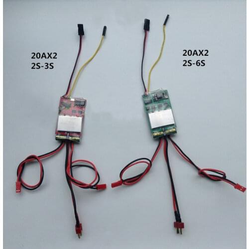 1pcs 2S-3S 2S-6S 20Ax2 2CH Two-way Brushed Speed Controller Throttle Steering Mix Controlling ESC for RC Crawler Cars Model Tank
