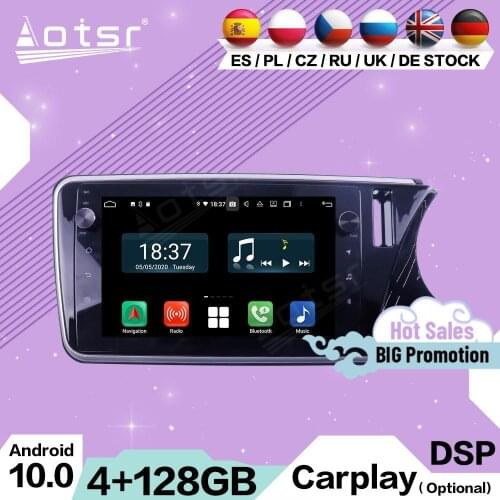 4+128G Carplay Multimedia Stereo Android For Honda City Grace 2014 2015 2016 2017 GPS Navigation Audio Video Car Radio Head Unit