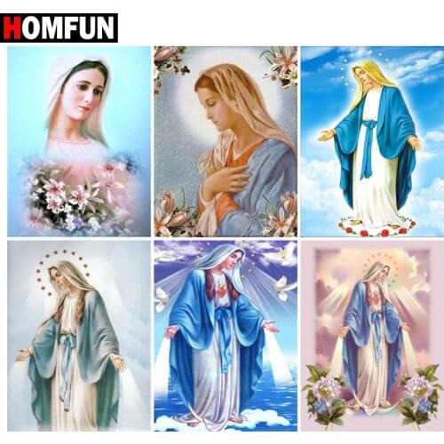 HOMFUN 5D Diamond Pattern Rhinestone Needlework Diy Diamond Painting Cross Stitch "Religious figure" Diamond Embroidery
