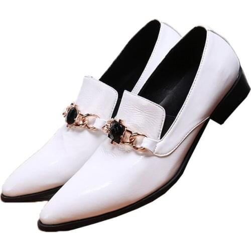 Batzuzhi Luxury Design Formal Leather Shoes Pointed Toe Men Dress Shoes Business White Wedding Shoes Men Loafers, Big Size US12