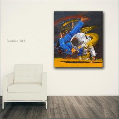 Large size handmade Oil Painting strength and skill JUDO picture Wall art canvas oil paintings portrait pictures for living room