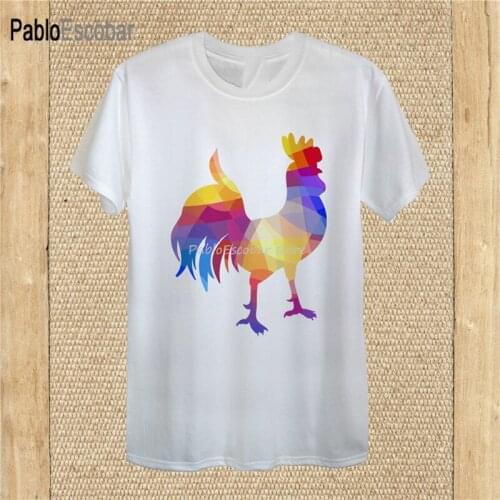 Bigger size teeshirt Geometric Rooster T-Shirt Hipster Vector Swag Hippie Cock Men Women Fitted Oversized Tee Shirt