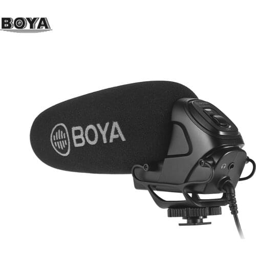 BOYA BY-BM3030 On-camera Shotgun Condenser Microphone Mic Shock Mount 3.5mm Plug with 2 Carry Pouch for DSLR Cameras Camcorders