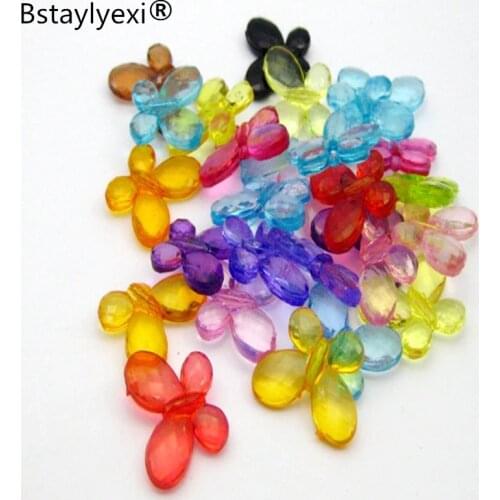 200 pcs 100pcs 50pcs 20pcs Mixed Colour Transparent Acrylic Butterfly Beads 17X13mm jewely Decoration accessories