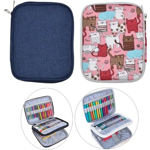Crochet Hook Case Storage Zipper Bag for Various Crochet Hooks Colorful Cat