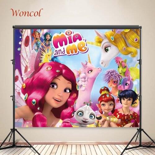 Woncol Mia And Me Photography Backdrops Happy Birthday Photo Backgrounds Cartoon Girl Banners Vinyl Photo Booth Props