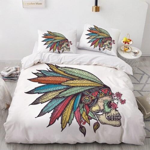Classic Bed Linen 3D Skull Duvet Cover Set Bedding Sets Quilt Covers and Pillow cases King Queen Full Twin Size Bedclothes