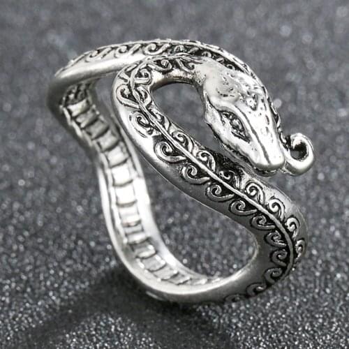 Ancient Animal Style Snake Rings Personality Stereoscopic Retro Opening Size Adjustable Ring Fashion Jewelry Party Gifts