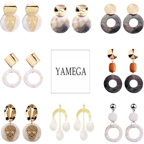 YAMEGA Handmade Korean Natural Shell Earrings Skull Long Drop Earrings Unique Tortoiseshell Earrings For Women Gifts New Arrival