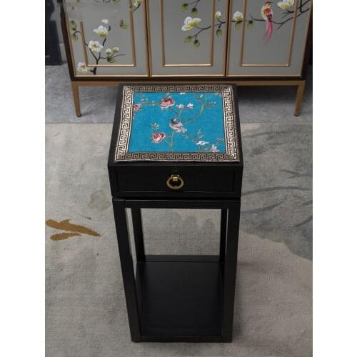 Custom Fine Embroidery Birds Flower Stand Mats Square Household Luggage Carrier Pads Cotton Linen Chinese Dust-proof Cover Cloth