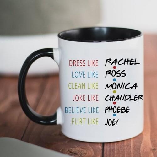 FRIENDS TV Show Coffee Gift Mugs 11oz Black Ceramic Home Tea Mug Travel Milk Cups
