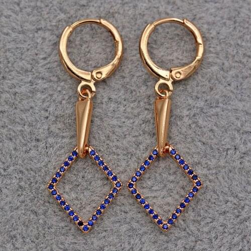 Trendy Gold Copper Plated Square Earrings White Green Zirconia Stone For Women Girls Fashion Jewelry Accessories Wedding Gift