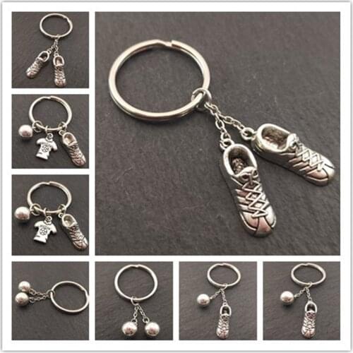 Fashion football Metal Keychain men gift Key chain Soccer Shoes and Football Car Key Ring Gift party Keychains Jewelry