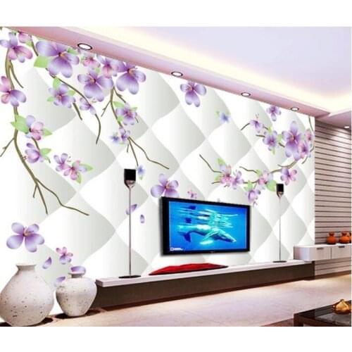3d wallpaper custom mural non-woven 3d room wallpaper 3 d TV setting wall purple flowers murals photo 3d wall mural wallpaper
