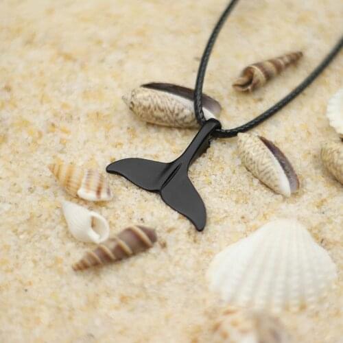 Hiphop Rock Ocean Animal Necklace For Men Student Black Silver Color Tail Pendant Necklace Beach Jewelry Gift For Husband 2021