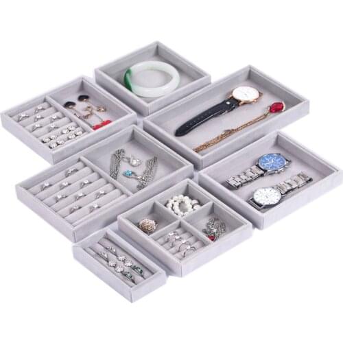 Fully Wrapped Flannel Small Ring Earring Storage Box Jewellry Organizer Jewelry Display Tray Women Gift Pendants Necklaces Cases