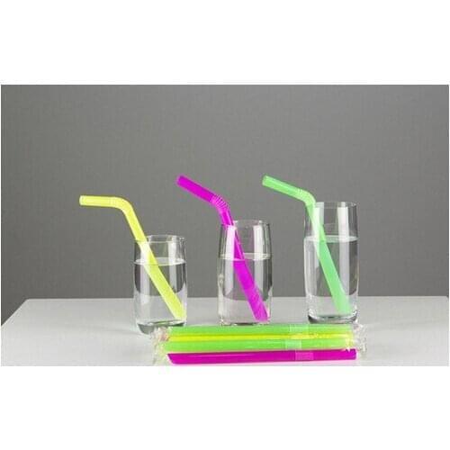 Quevinal12*210mm Wrapped Wide Fat Drinking Straw Extendable Flexible Straws for Shakes Boba Bubble Smoothies Disposable EMS Free