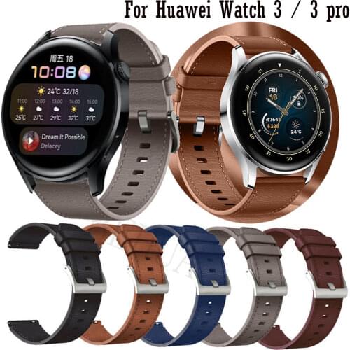 Leather Strap Watchband For Huawei Watch 3 / 3 pro / GT 2 pro Wristband Quick Releas Bracelet For Huawei Watch GT 2 46mm belt