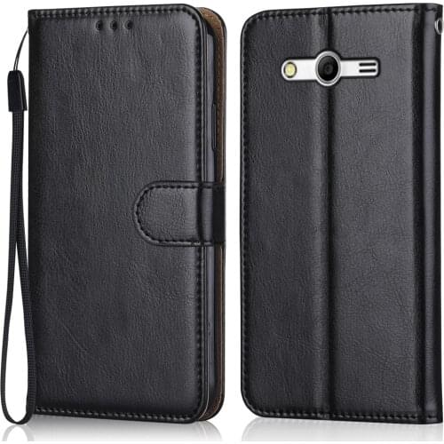 Luxury Leather Case for On Samsung Galaxy Core 2 G355 G355H 4.5''Wallet Stand Flip Case Phone Bag with Strap