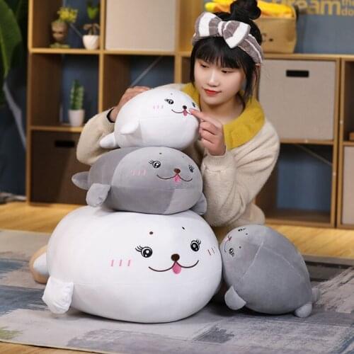New Style 40-80CM Smiling Squishy Seal Down Cotton Stuffed Sea Lion Ultra Soft Cartoon Ocean Animal Plush Toy Children Gift